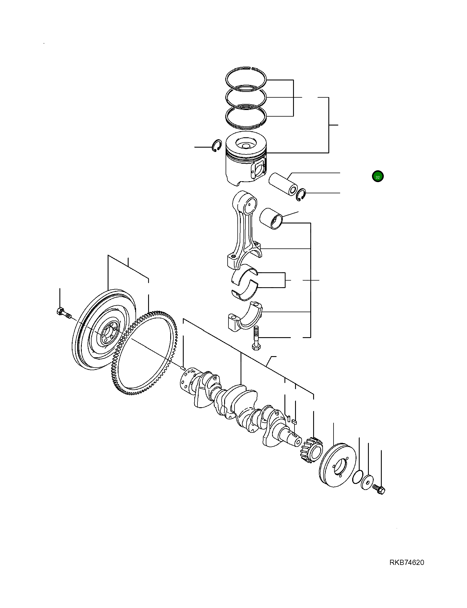 Поршень YM729927-22900 Komatsu