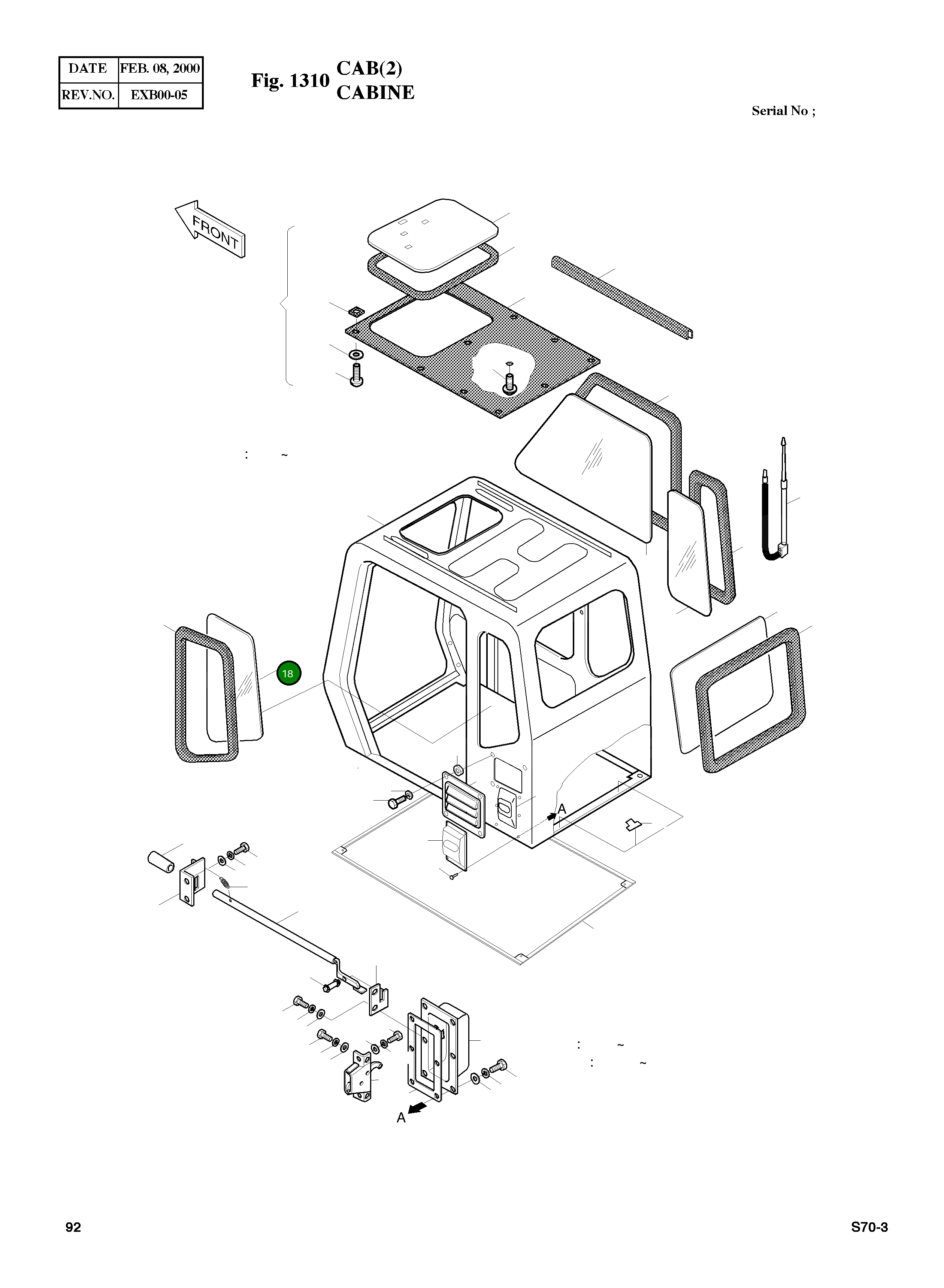 Стекло 2903-1161B Komatsu