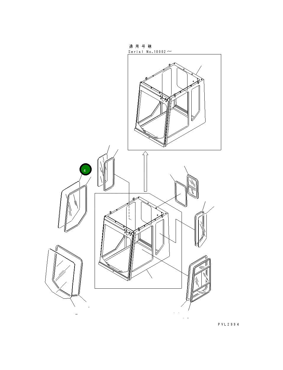 Стекло 21T-54-66820 Komatsu