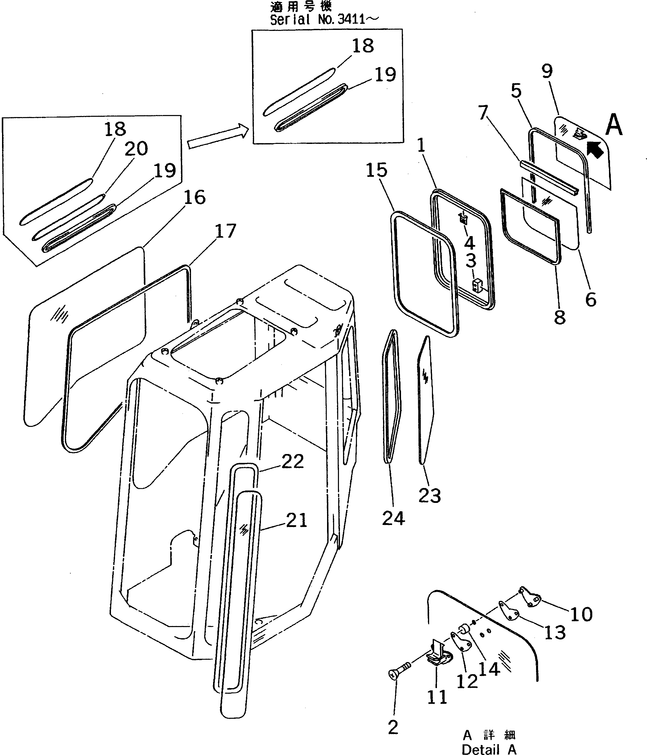 Стекло 21U-54-27430 Komatsu