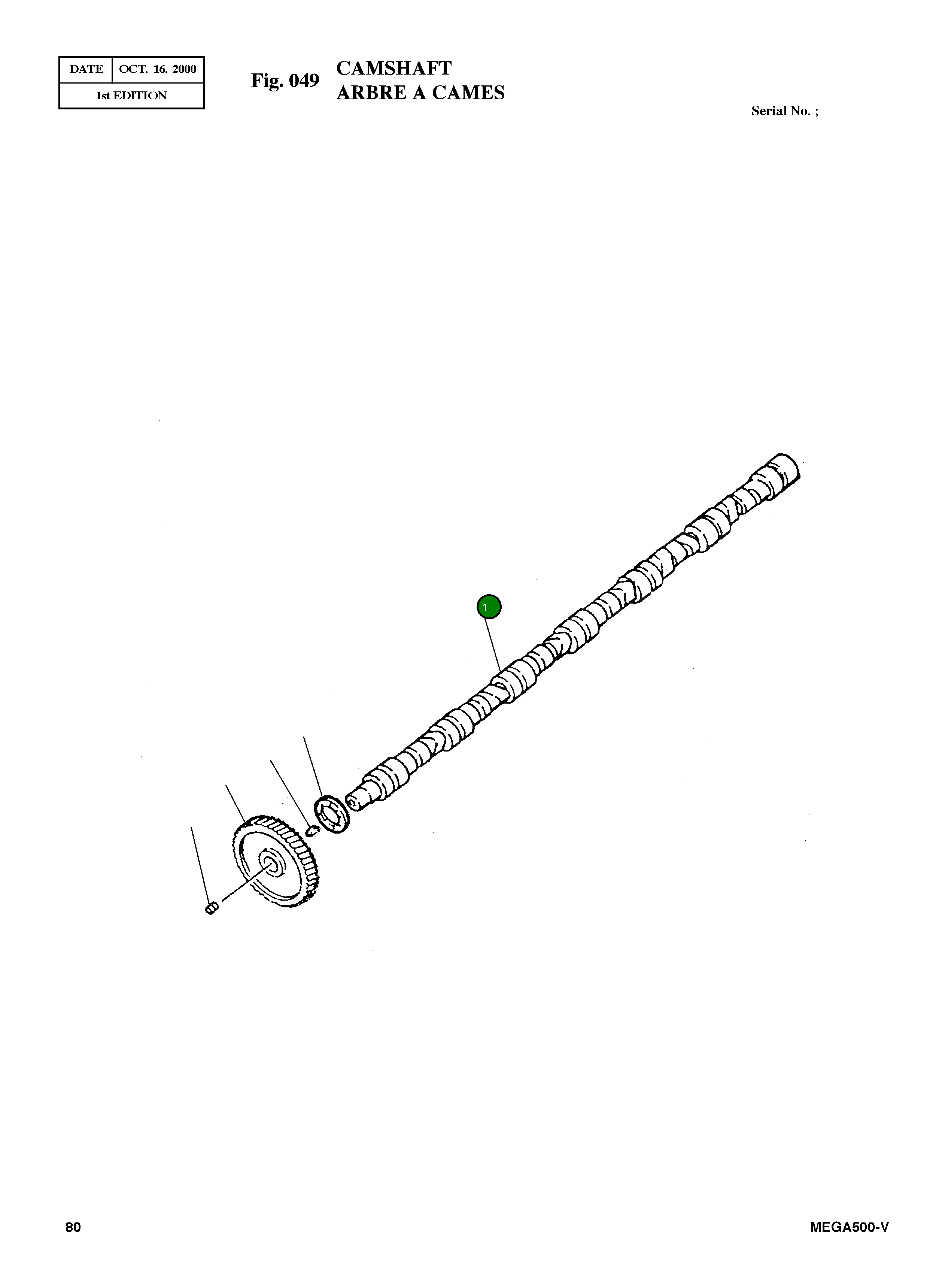 Распределительный вал 3803902 Komatsu