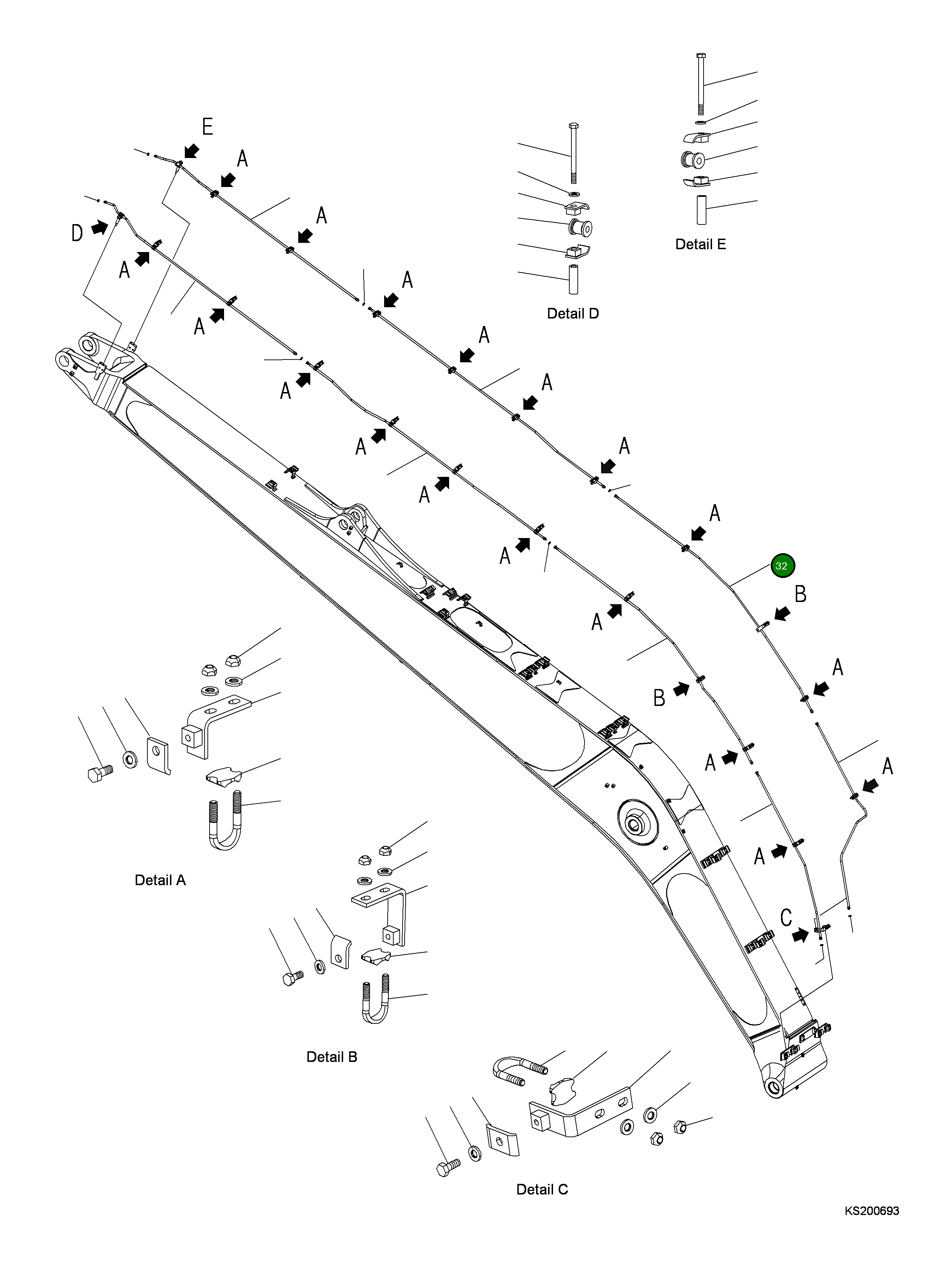 Трубка 207-62-KF550 Komatsu