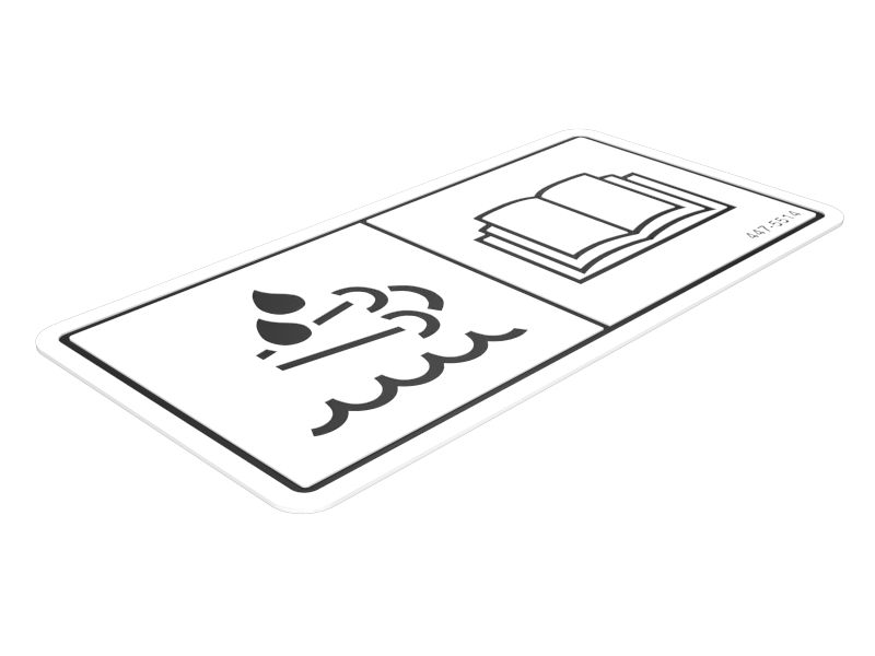 447-5514:Наклейка с предупреждением об опасности возгорания и необходимости изучения руководства по эксплуатации