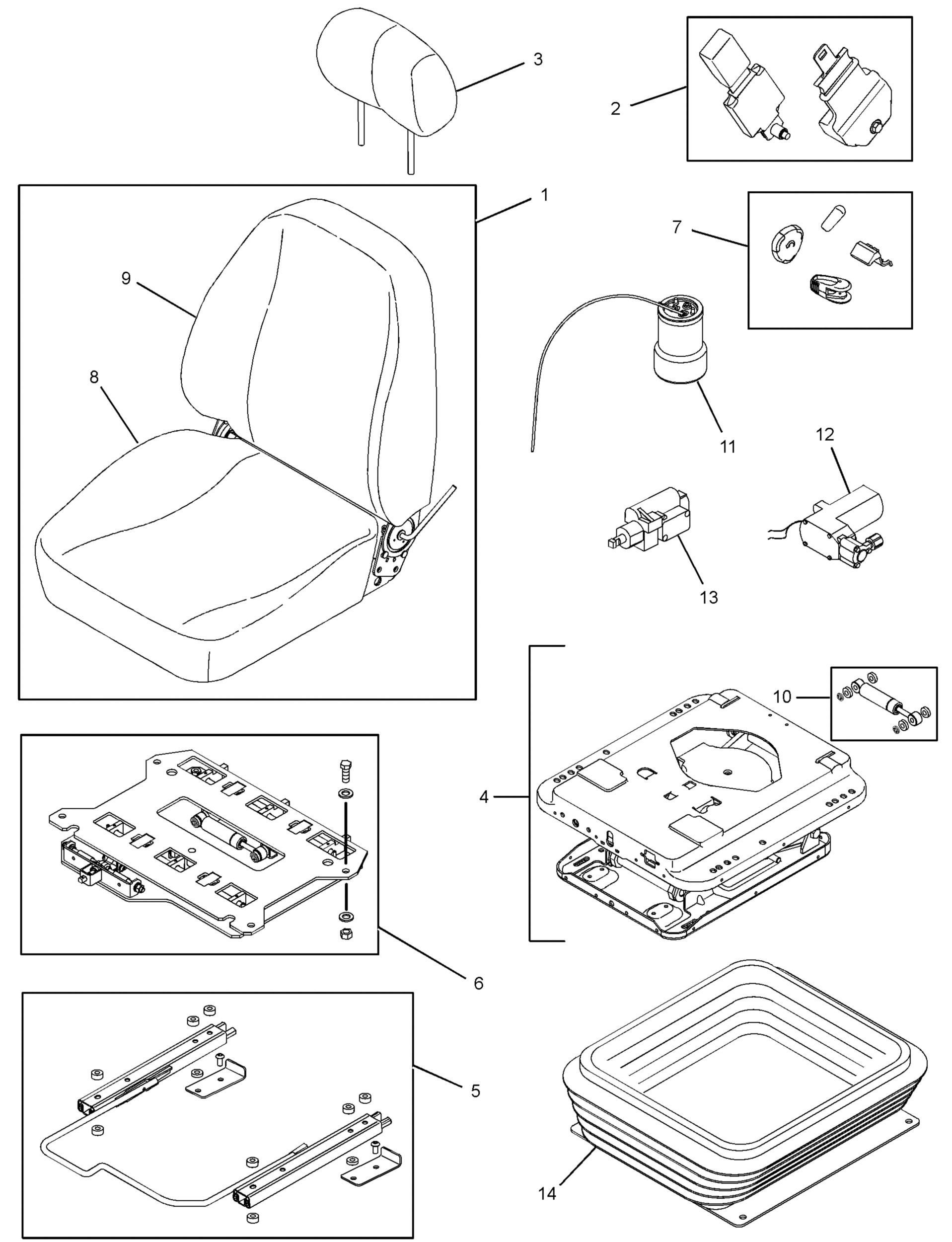 227-9231:Сиденье в сборе (с пневматической подвеской) (тканевое)