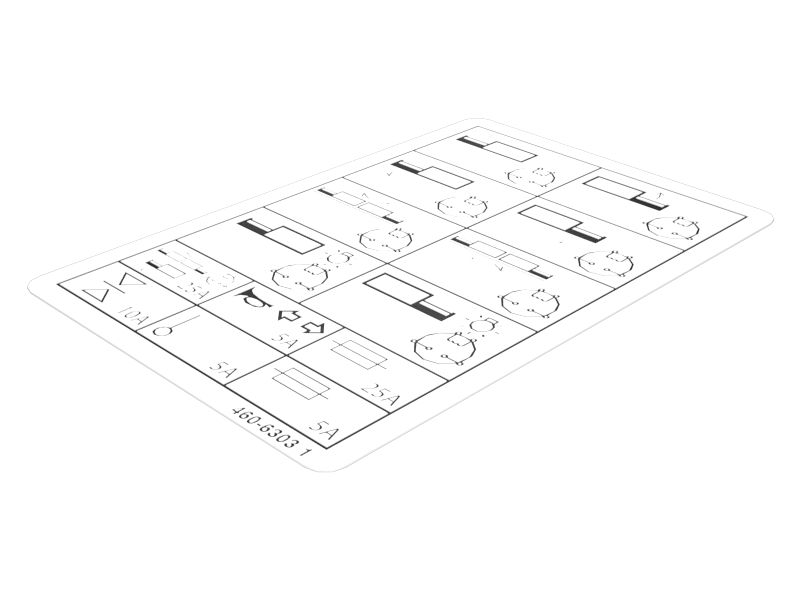 460-6303:НАКЛЕЙКА ДЛЯ ЗАДНИХ ПРЕДОХРАНИТЕЛЕЙ