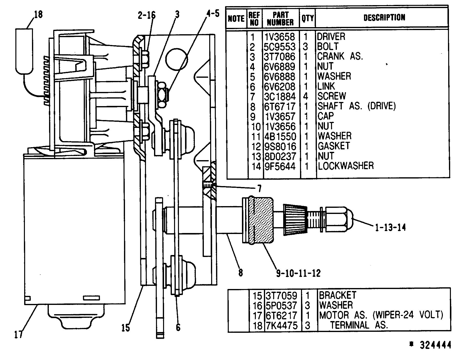 6T-7299:Стеклоочиститель в сборе