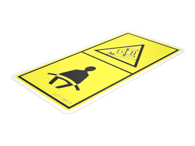 227-7391:Предупреждающая наклейка о необходимости использования ремня безопасности